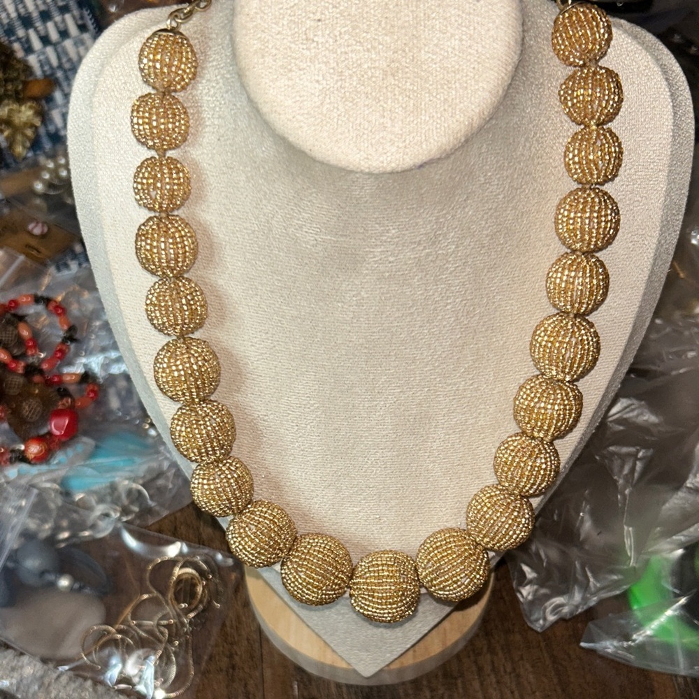 J Crew Elegant Gold Beaded Necklace